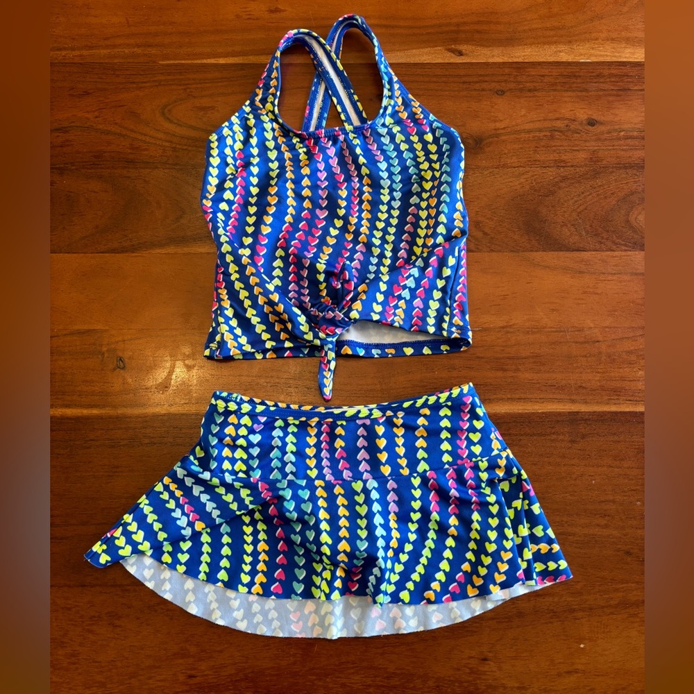 Lands' End Multicolor Heart Tankini Set
